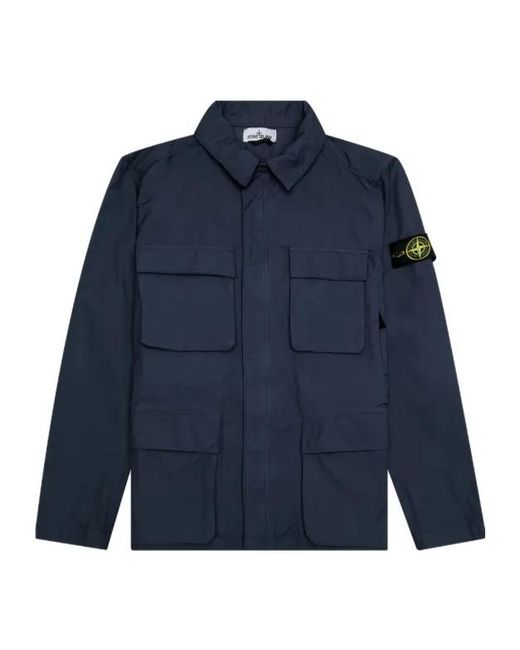 Stone Island Blue Patch-Pocket Field Jacket for men