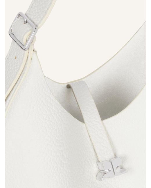 Courreges White Small Hobo Grained Leather Tote Bag