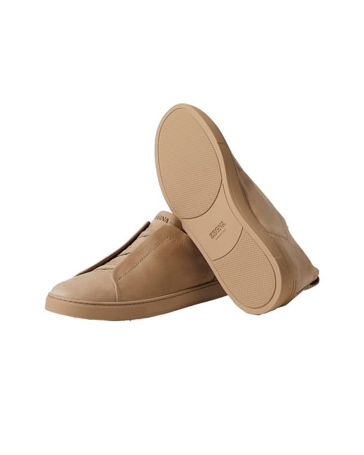 Zegna Brown Triple Stitch Sneakers for men