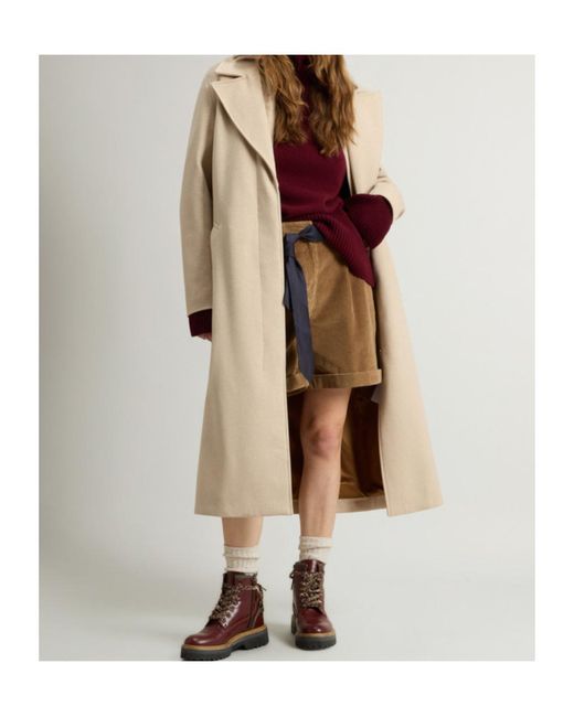 Woolrich Natural Single-Breasted Belted Coat