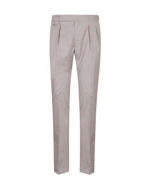 Tagliatore Gray Pleated Track Pants for men