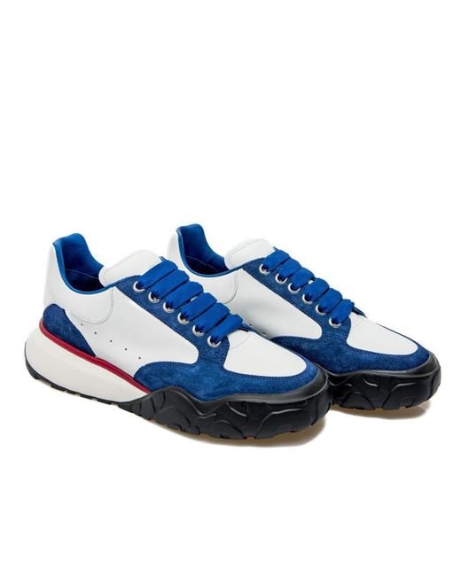 McQueen Blue Oversized Panelled Lace-Up Sneakers for men