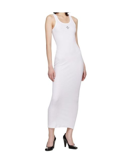 Vetements White Cross Logo Sleeveless Midi Dress