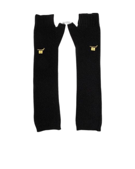 Ganni Black Long Ribbed Fingerless Gloves