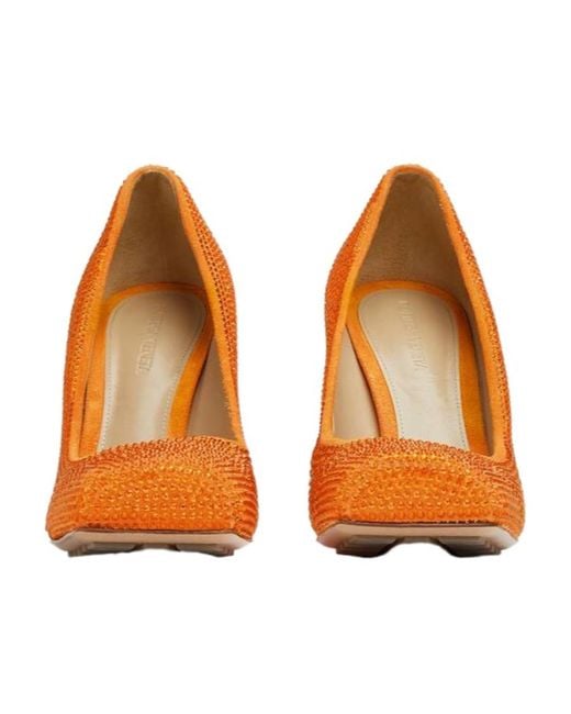 Bottega Veneta Orange Embellished Tower Pumps