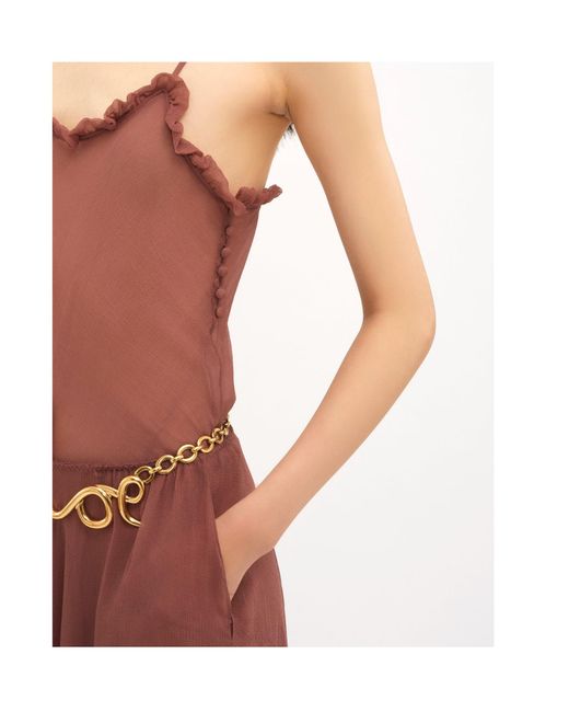 Chloé Brown Chloé Ruffled Tulle Tank Top