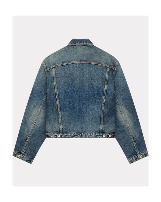 KENZO Blue Button-Up Cropped Denim Jacket for men