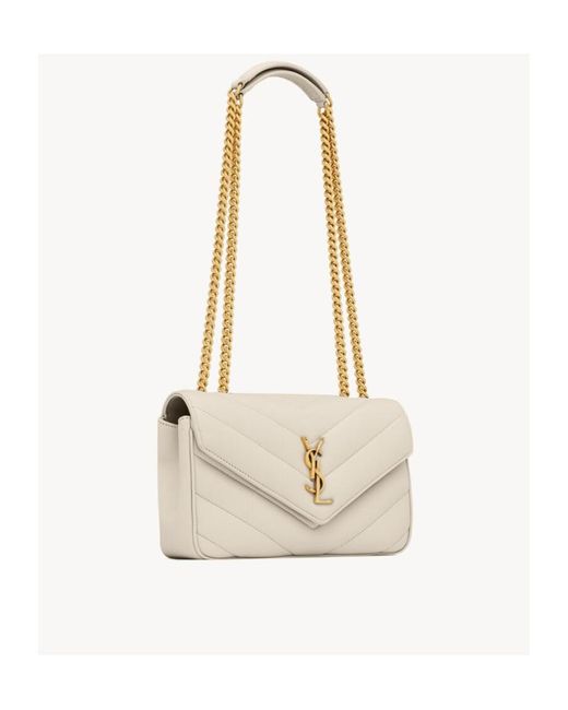 Saint Laurent White Loulou Matelassé Small Shoulder Bag