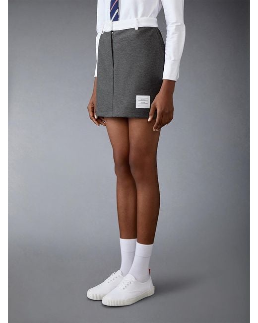 Thom Browne Gray Logo-Patch Mini Skirt