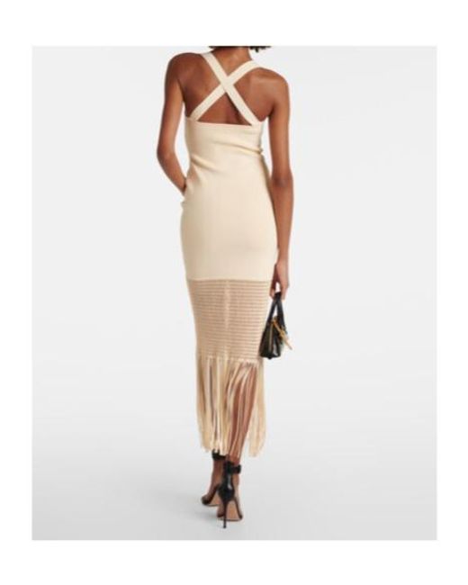 Galvan White Diana Fringed Midi Dress