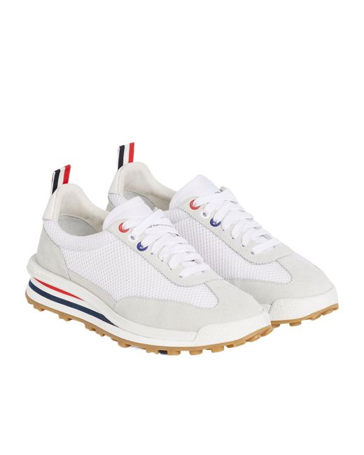 Thom Browne White Lace-Up Runner Sneakers