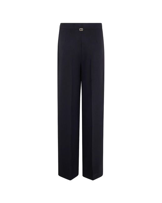 Twinset Blue Logo-Plaque Trousers