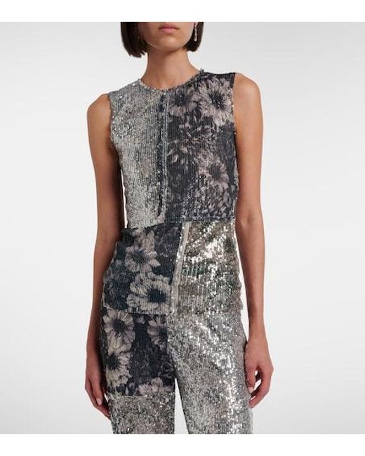 Maison Margiela Gray Sequined Patchwork Top