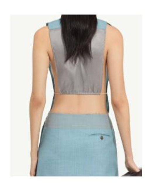 MM6 by Maison Margiela Blue Pussy-Bow Cropped Scarf Top