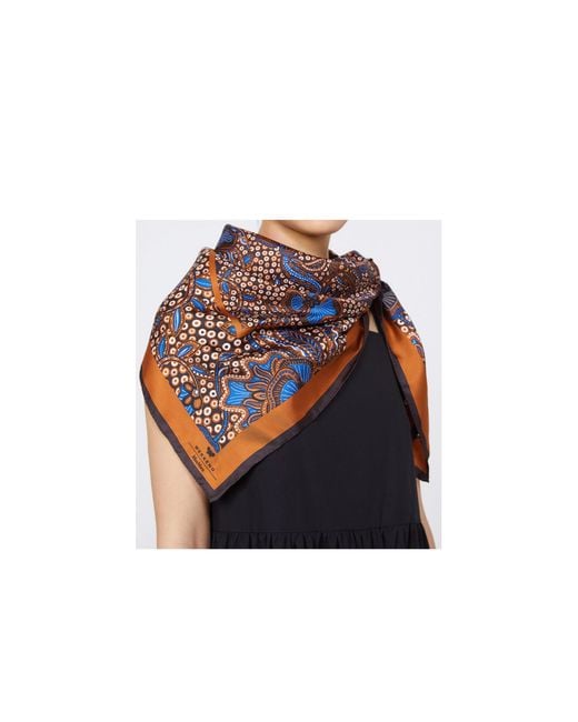 Weekend by Maxmara Brown Square Silk Scarf