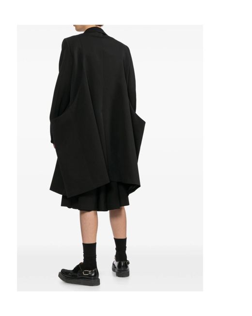 Comme des Garçons Black Single-Breasted Wool Coat for men