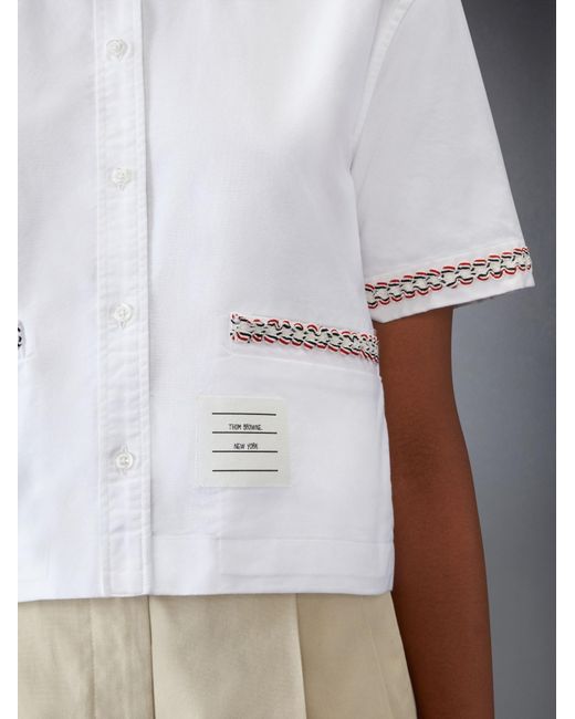 Thom Browne White Oxford Cropped Shirt