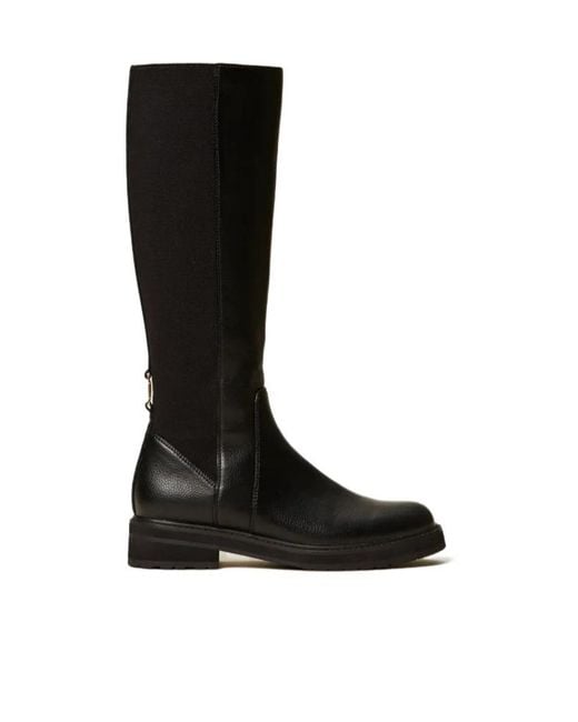 Twinset Black Elastic-Back High Boots