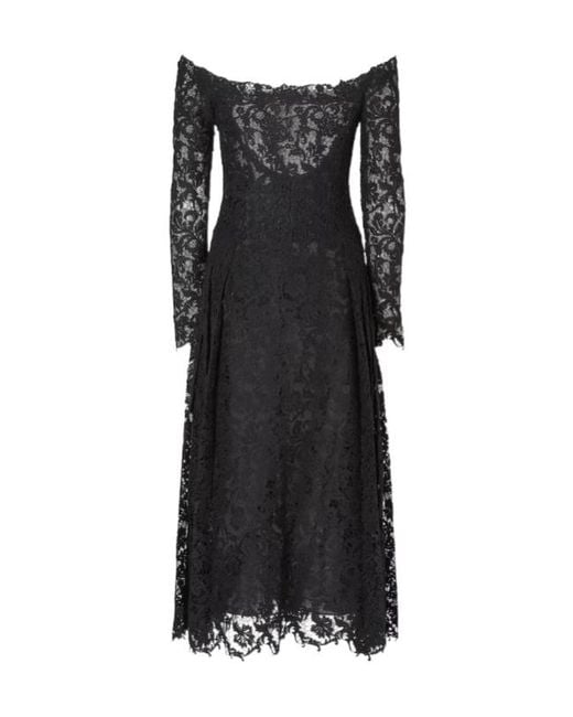 Fendi Black Off-The-Shoulder Bustier Lace Midi Dress