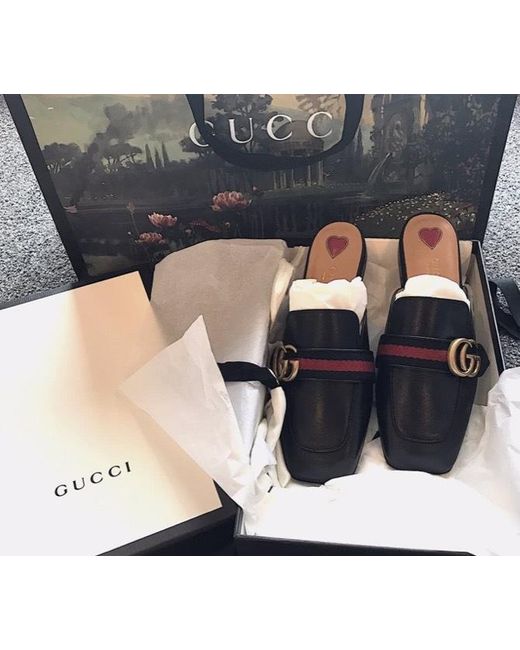 Gucci Square Toe Muller Shoes in Black | Lyst