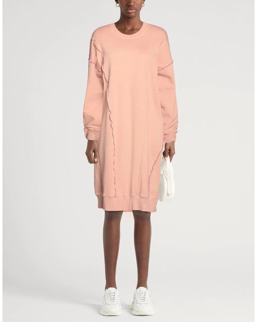 DIESEL Pink Solid Color Long Sleeve T-Shirt Dress