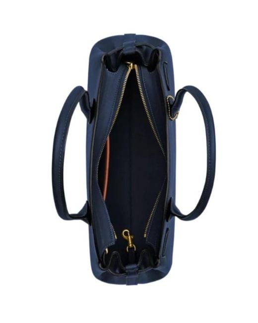 COACH Blue Empire 34 Logo Printed Shoulder Bag