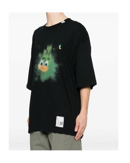 Maison Mihara Yasuhiro Black Printed Logo Patch T-Shirt for men