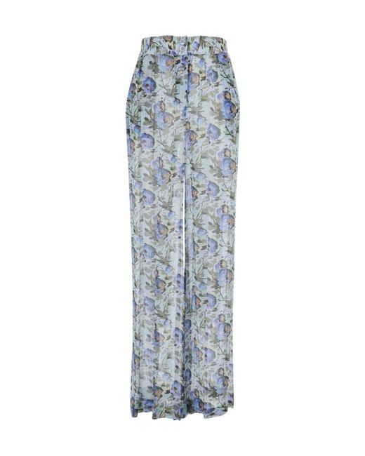Semicouture Blue Semi Couture Floral Wide-Leg Pants