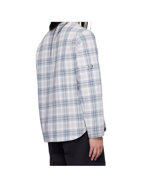 Thom Browne Blue Plaid Button-Up Utility Jacket for men