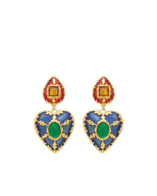 Saint Laurent White Heart Drop Earrings