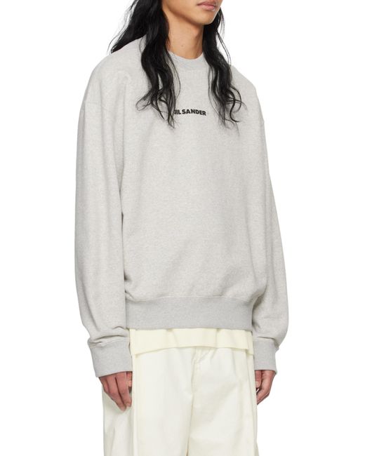 Jil Sander Gray Logo Printed Crewneck Sweatshirt for men