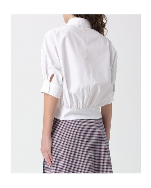 Marni White Short Sleeve Pleated Shirt