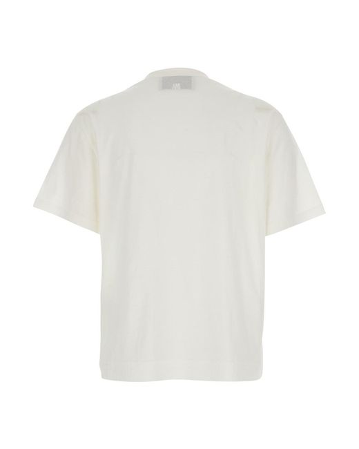 AMI White Ami Classic Fit Crewneck T-Shirt