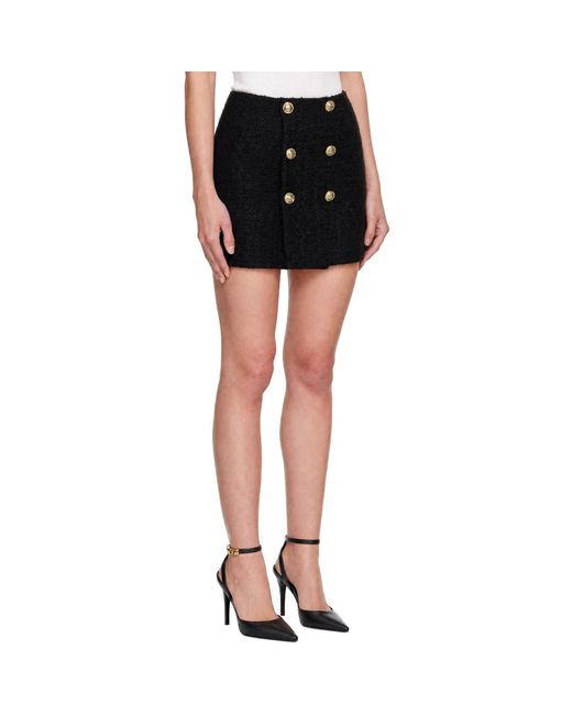 Balmain Black Button Detailed Mini Skirt