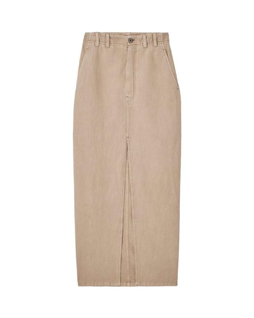 Brunello Cucinelli Natural Logo Patch High-Waisted Skirt