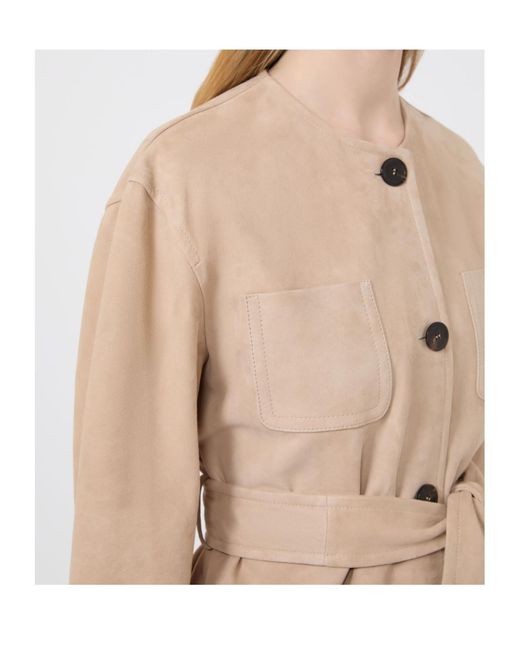 Max Mara Natural Studio Button-Up Belted Jacket