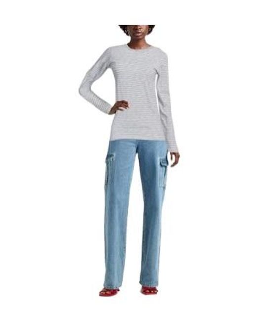 Rag & Bone Gray Fine Horizontal Stripe Crew-Neck Long-Sleeve Top