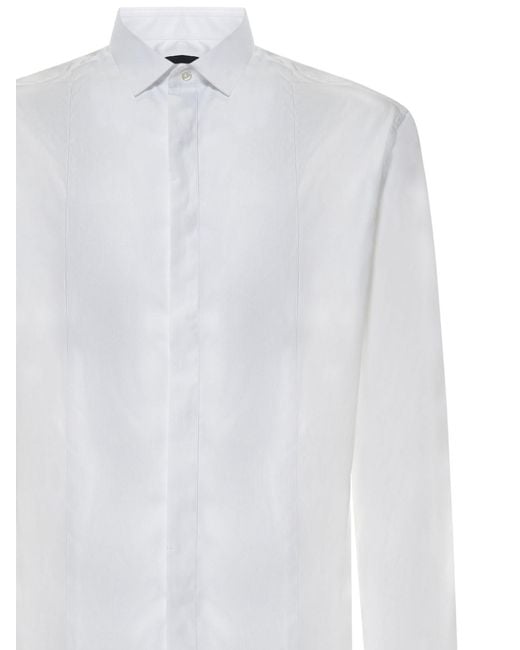 Emporio Armani White Button-Up Long Sleeved Shirt for men