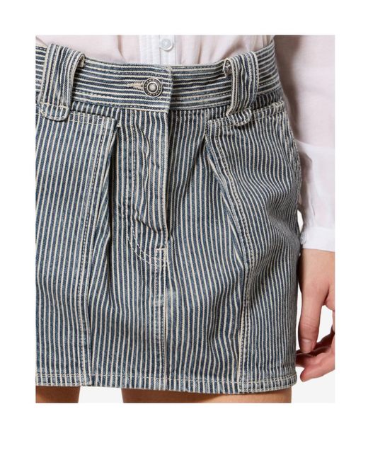 Isabel Marant Gray Isabel Marant Étoile Striped Denim Mini Skirt