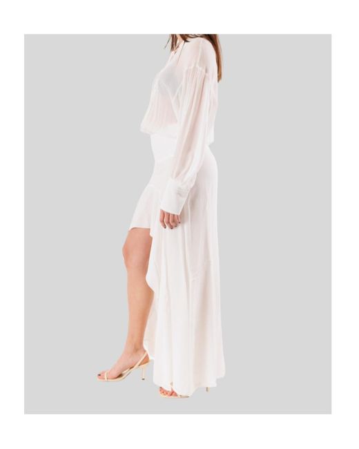 Patrizia Pepe White Lace-Trim High-Low Dress