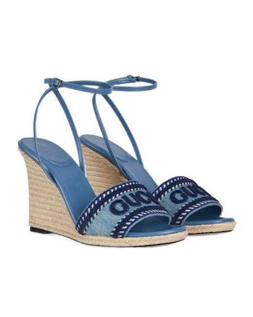 Gucci Blue Platform Espadrille