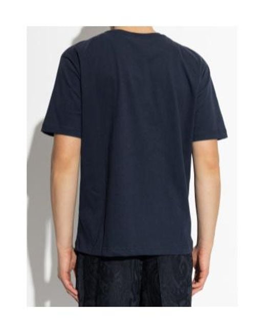 Etro Blue Logo Embroidered Crewneck T-Shirt for men