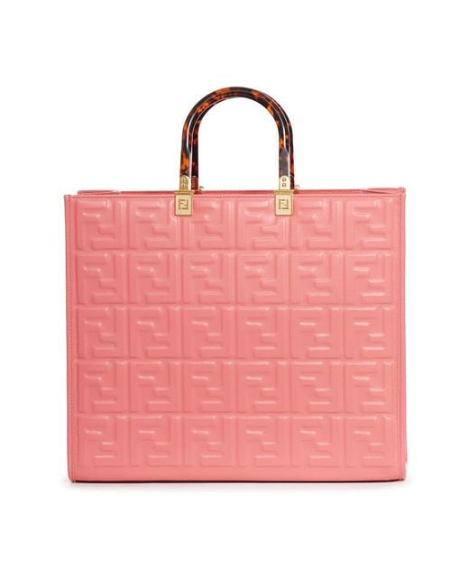 Fendi Pink Monogram Embossed Tote Bag