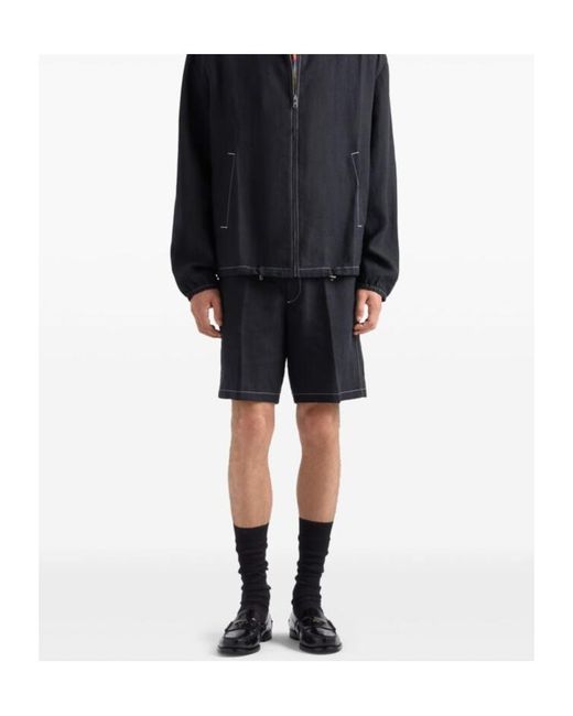 Prada Blue Logo-Patch Bermuda Shorts for men