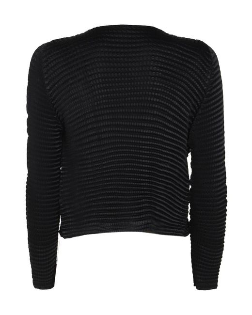 Issey Miyake Black Suede Like Pleats Cardigan