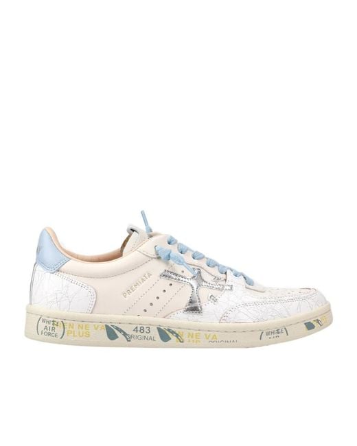 Premiata White Bsktclad Strapped Low-Top Casual Shoes
