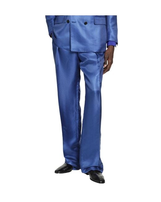 Tom Ford Blue Pleated Casual Pants for men