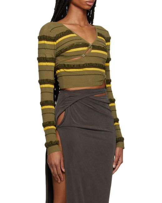 Jacquemus Green Striped Cropped Jumper