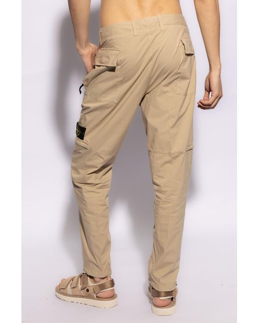 Stone Island Natural Compass-Badge Tapered Trousers for men