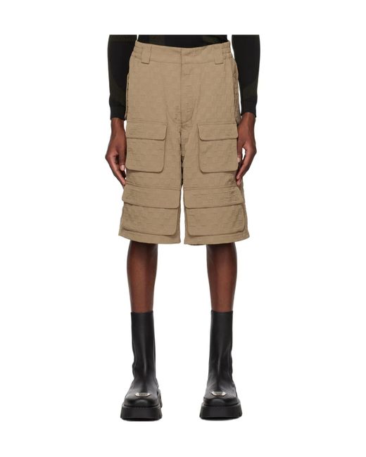 M I S B H V Natural Embossed Logo Shorts for men